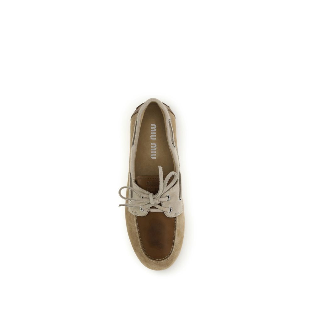 Miu Miu – Mocassins en cuir et suède style boat shoe