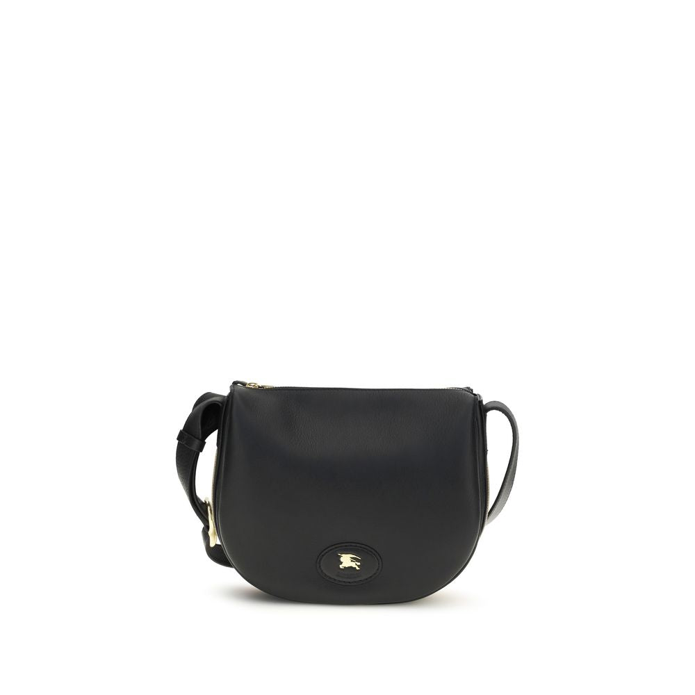 Burberry — Embossed Leather Shoulder Bag with Check Detail