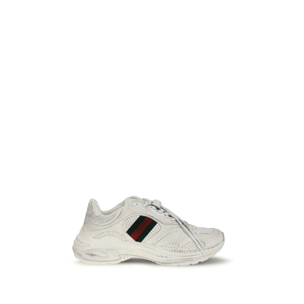 Gucci – Sneakers 2.0 en cuir blanc effet délavé avec bande Web
