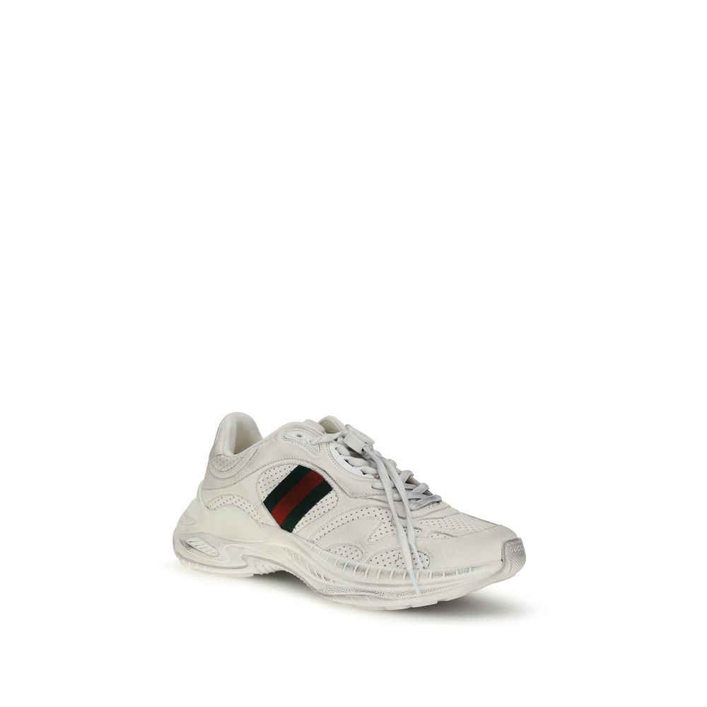 Gucci – Sneakers 2.0 en cuir blanc effet délavé avec bande Web