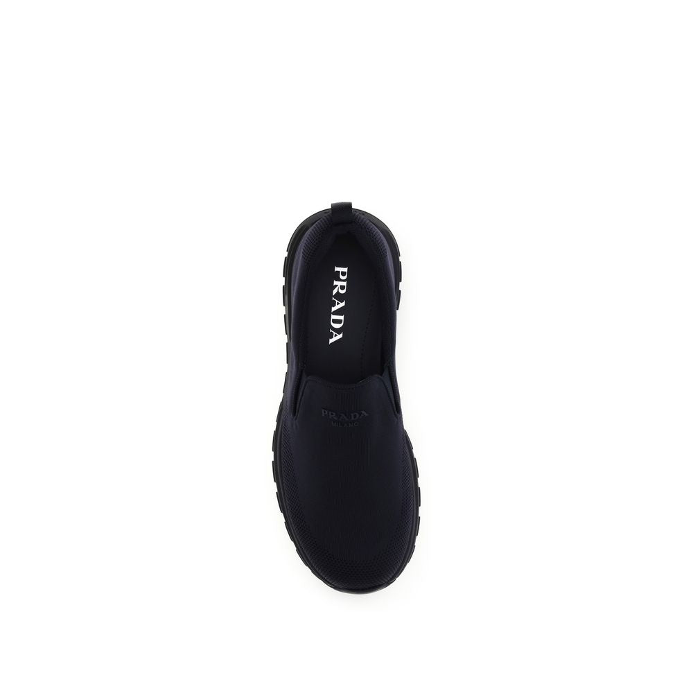 Prada – Sneakers slip-on en jersey avec logo rubberisé