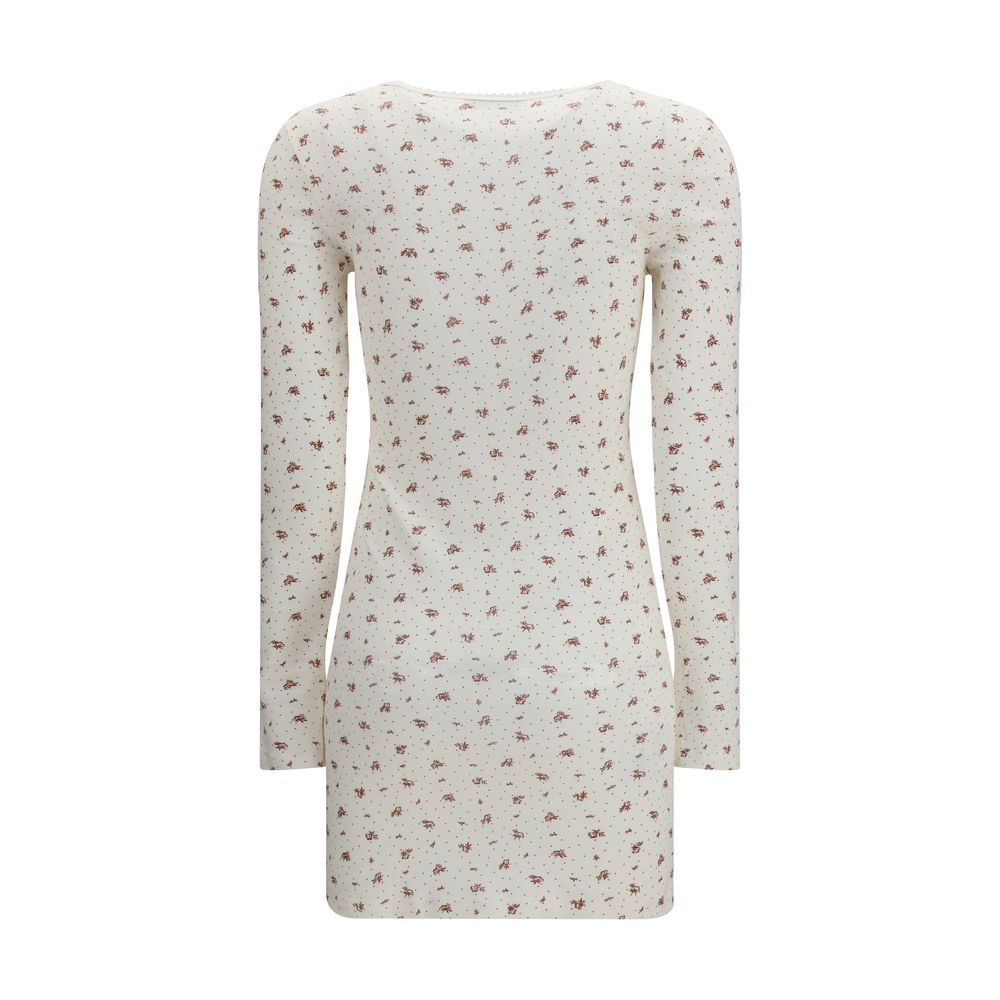 Miu Miu – Robe en jersey côtelé avec imprimé “Flowers”