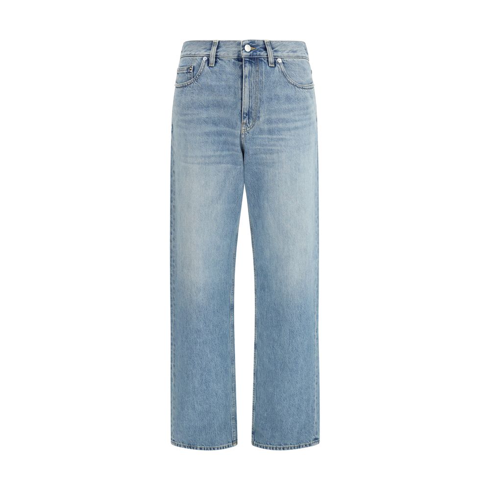 Gucci – Jean en denim bleu délavé avec label Rosso Ancora