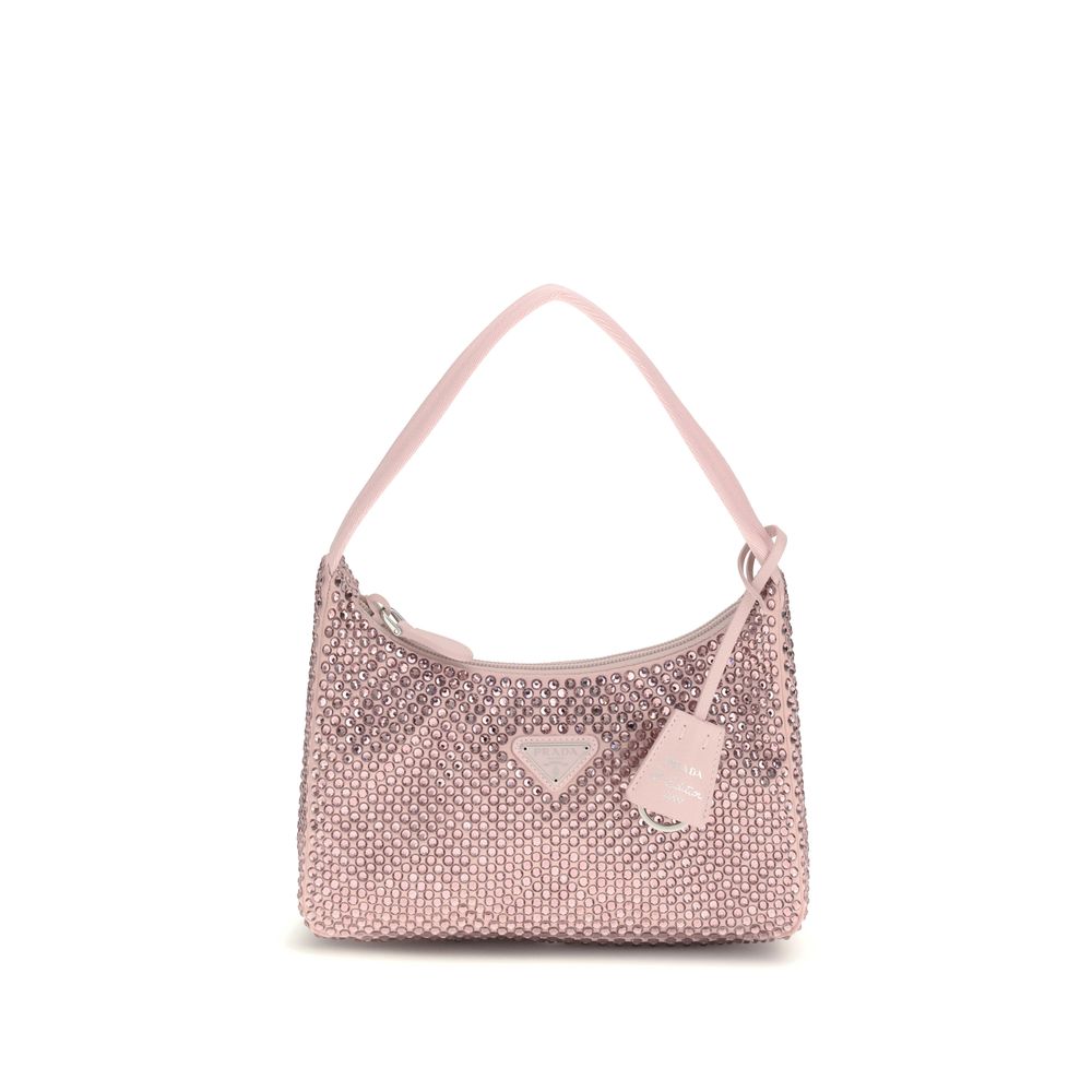 Prada — Sac porté épaule Re-Edition en viscose multicolore à cristaux