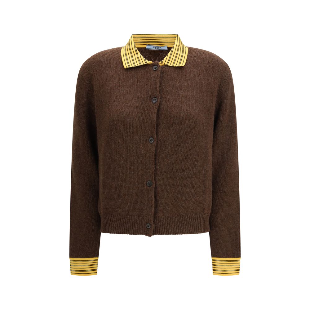 Prada – Pull à col classique avec détails rayés contrastés