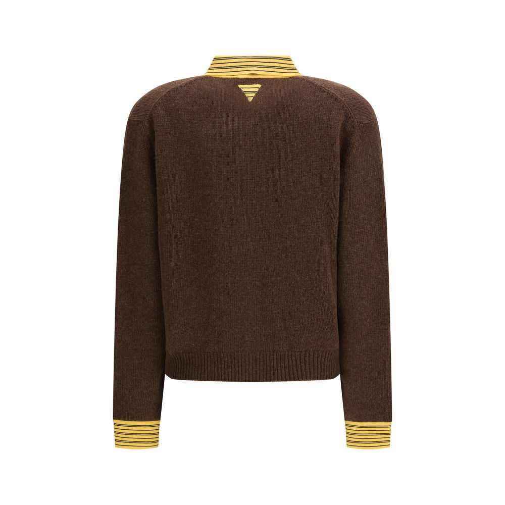 Prada – Pull à col classique avec détails rayés contrastés