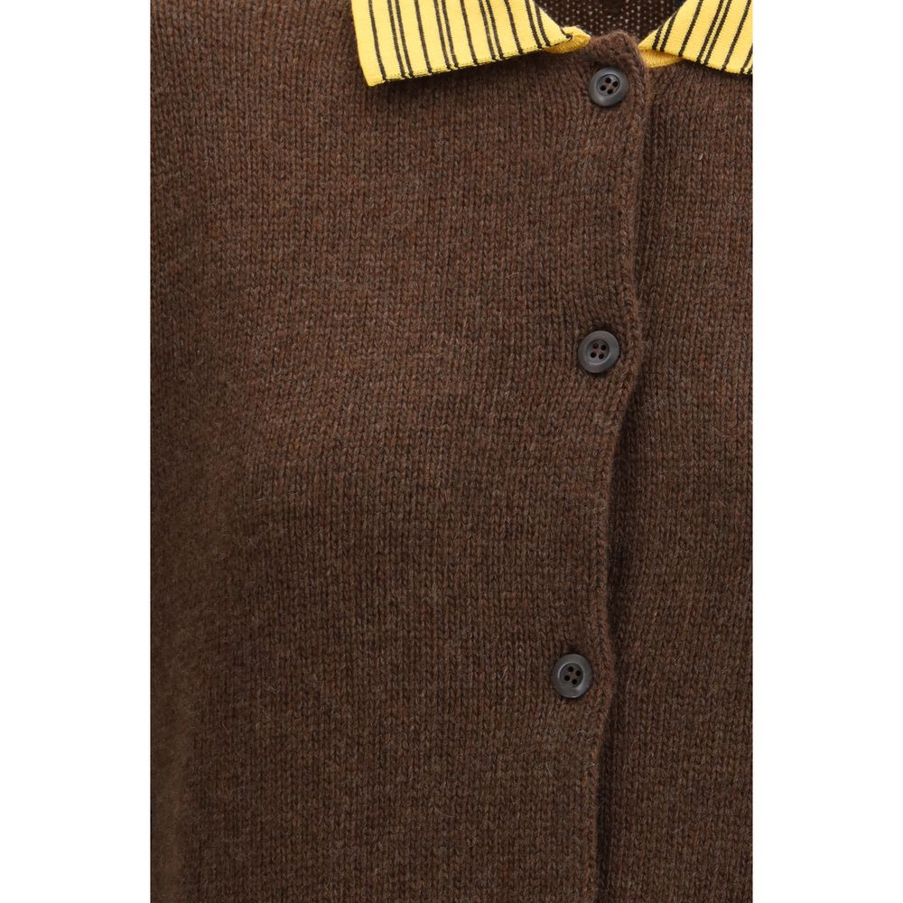 Prada – Pull à col classique avec détails rayés contrastants