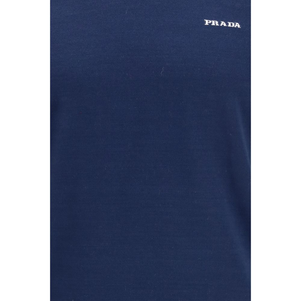 Prada – Pull C-Neck en coton avec logo poitrine