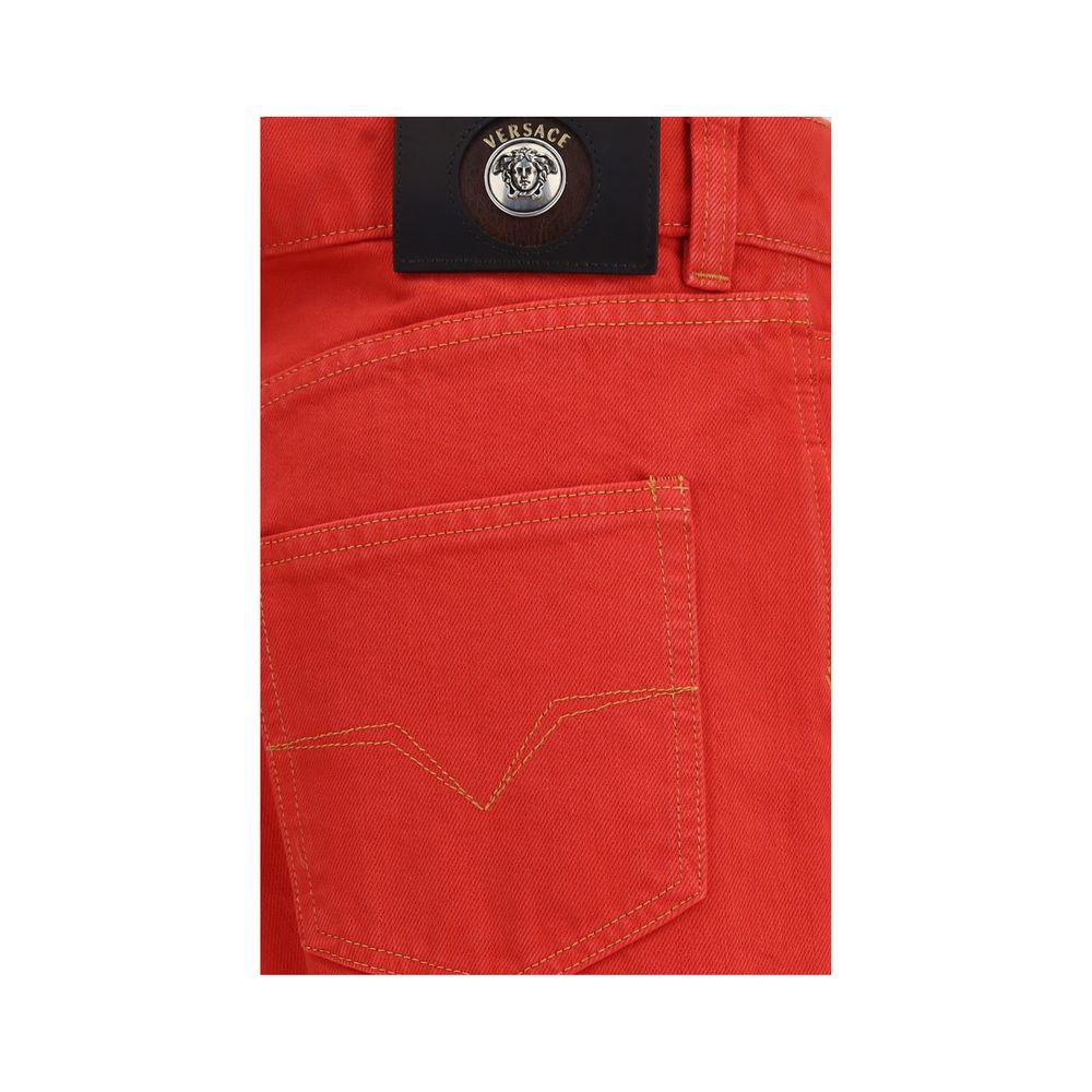 Versace – Jean regular en denim avec détail Medusa