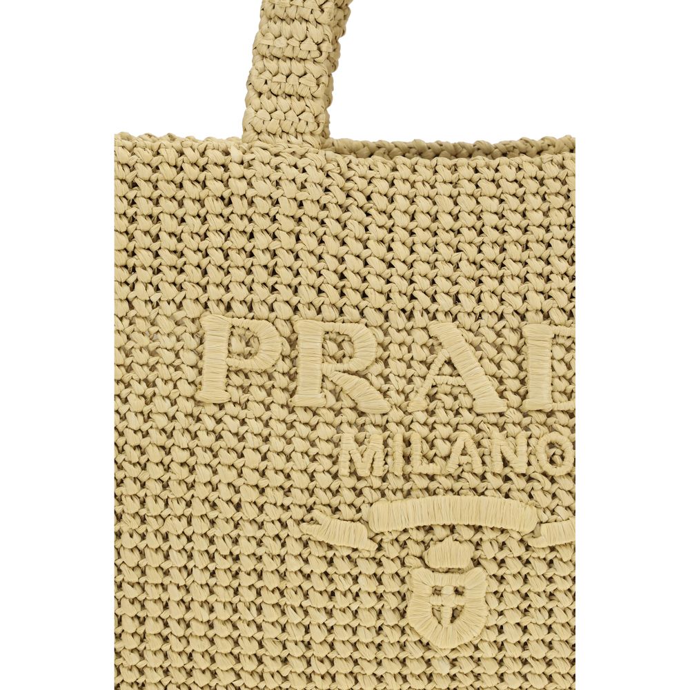 Prada – Cabas en raphia avec logo brodé
