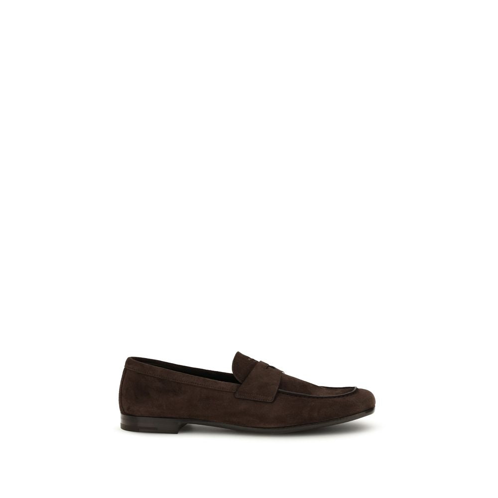 Prada — Mocassins Slip-On en cuir de veau Bos Taurus marron