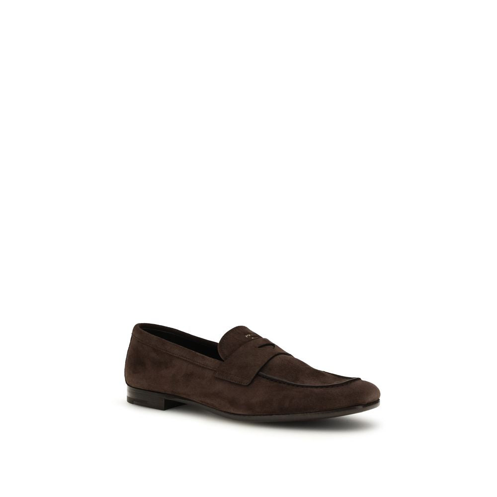 Prada — Mocassins Slip-On en cuir de veau Bos Taurus marron