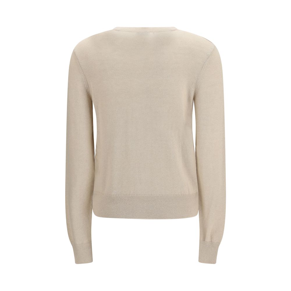 Burberry — Cardigan EKD en maille beige avec appliqué Equestrian Knight