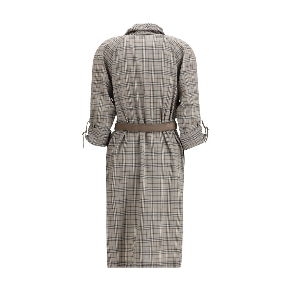 Burberry – Robe Check en laine avec col châle