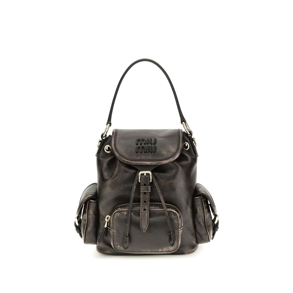 Miu Miu – Sac à dos medium en cuir avec détails dorés