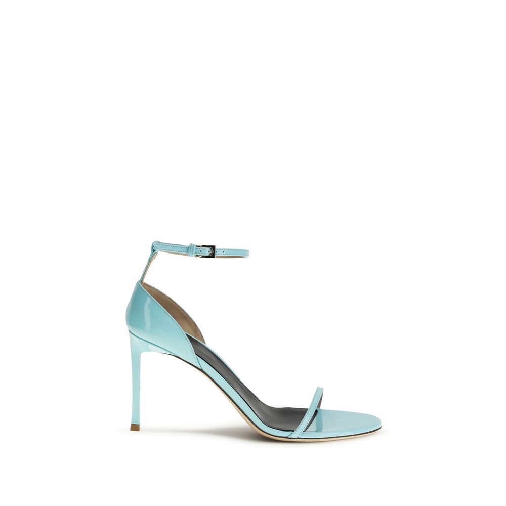 Blue Calf Leather Bos Taurus Stiletto Heel Sandals