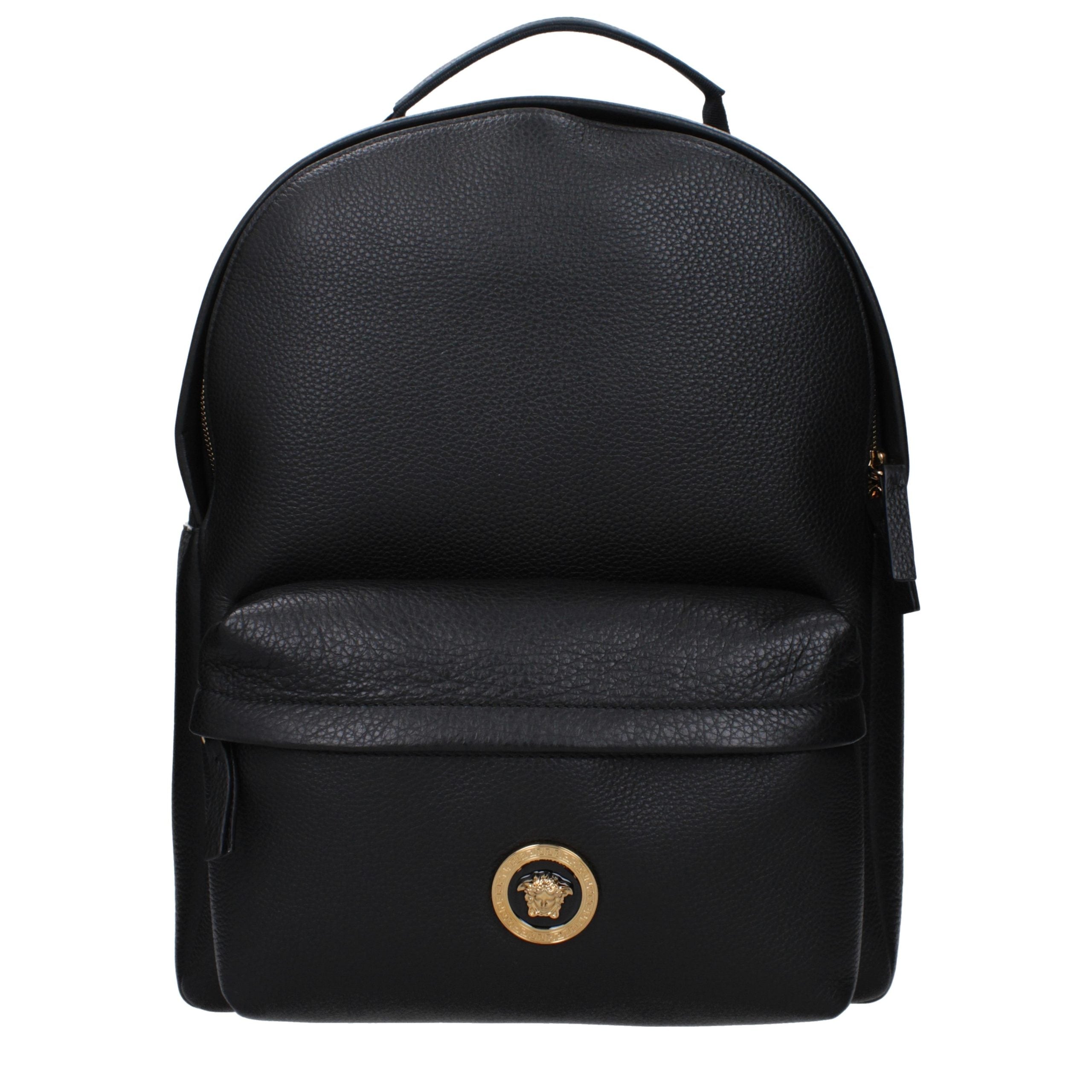 Versace – Sac à dos / banane en cuir noir avec logo arrière