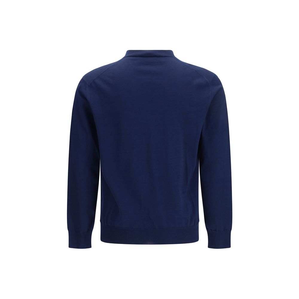 Prada – Pull col V en coton avec finitions côtelées