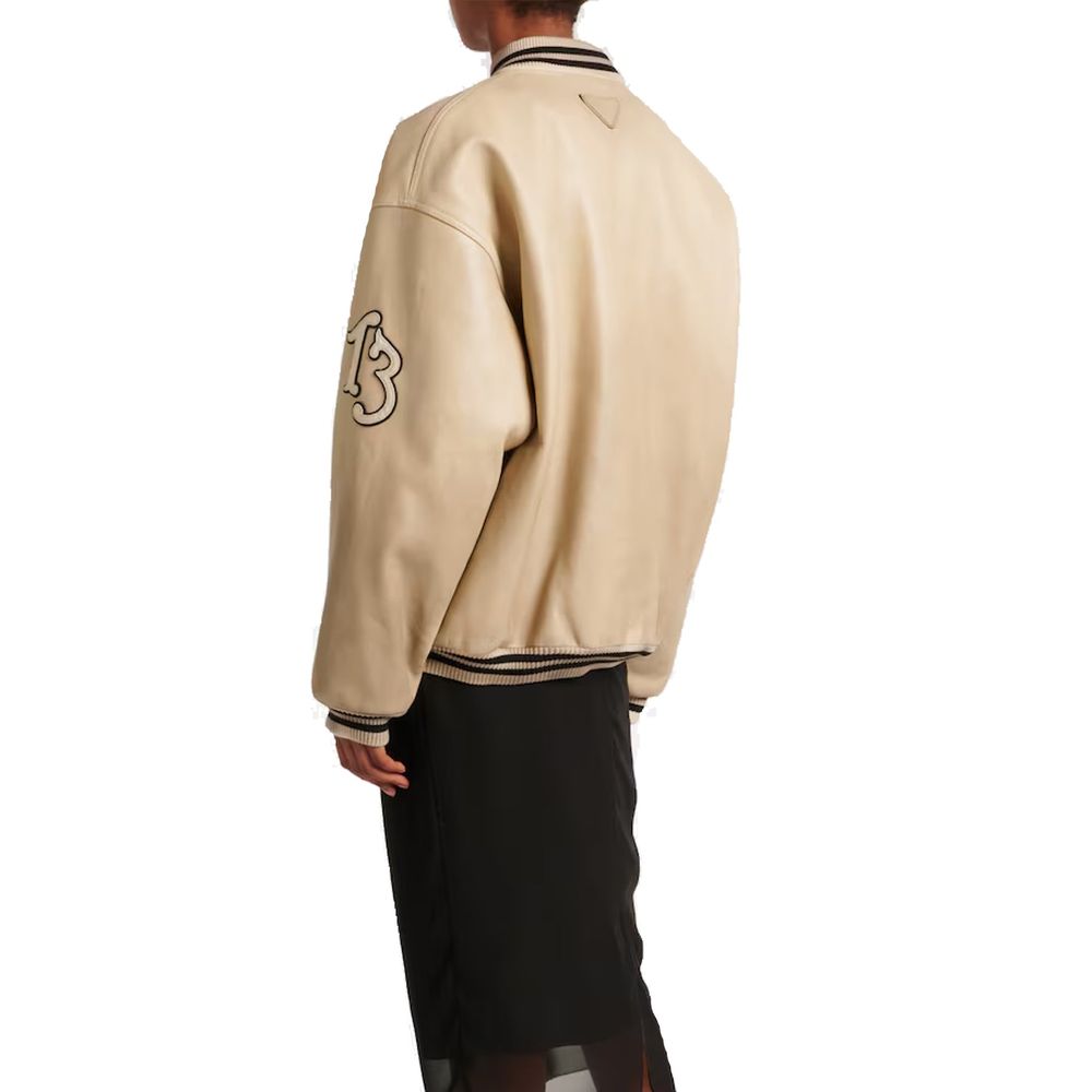 Prada – Veste en cuir de veau avec détails patchwork