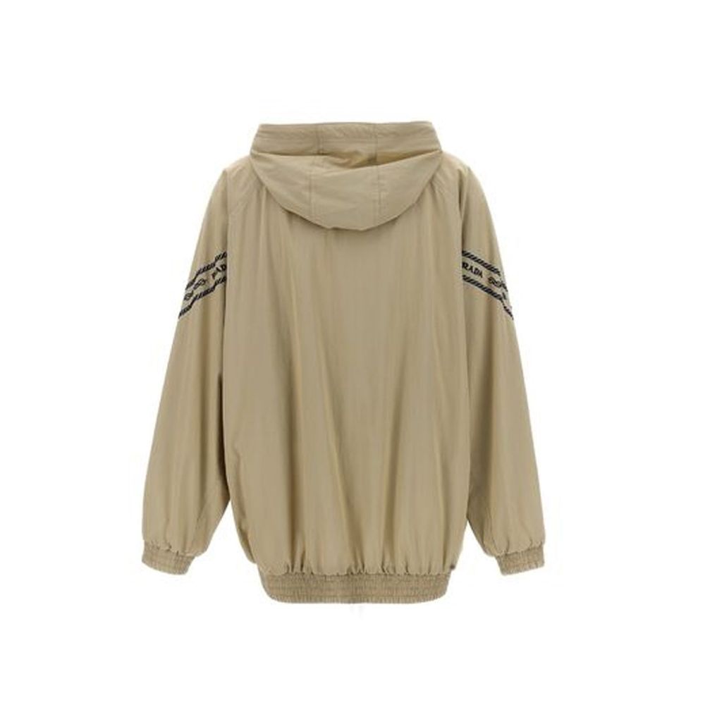 Prada – Veste à capuche en coton mélangé avec logo frontal