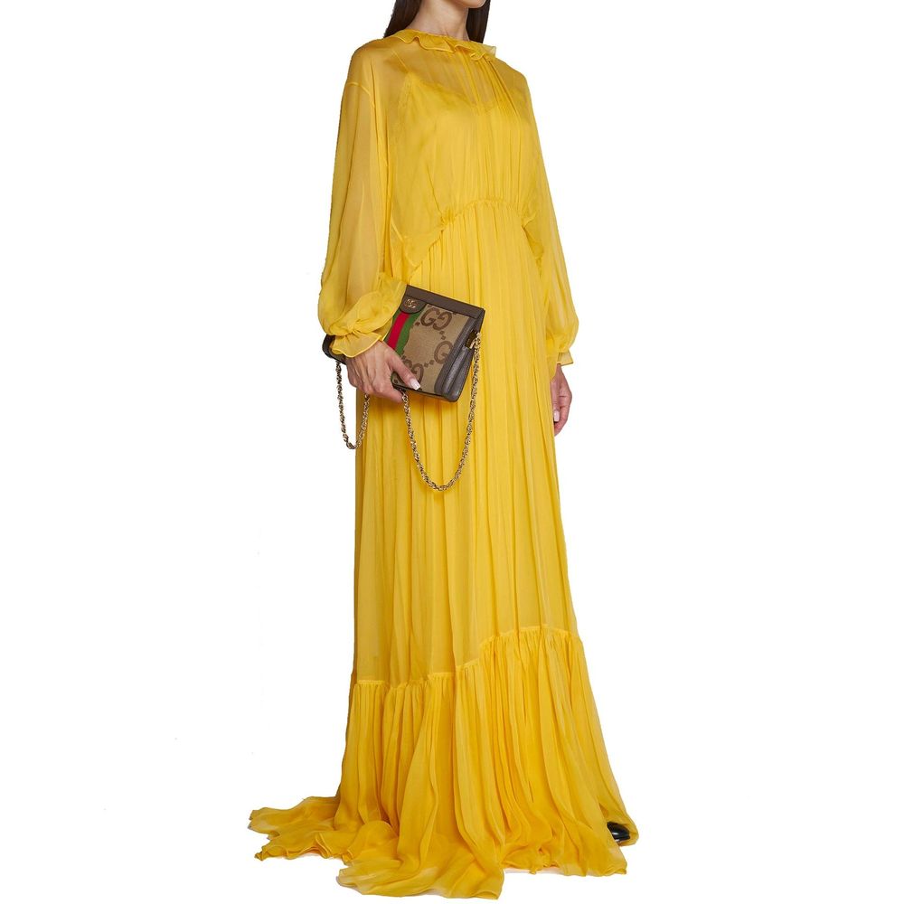Gucci – Robe en acétate et soie avec détails volantés