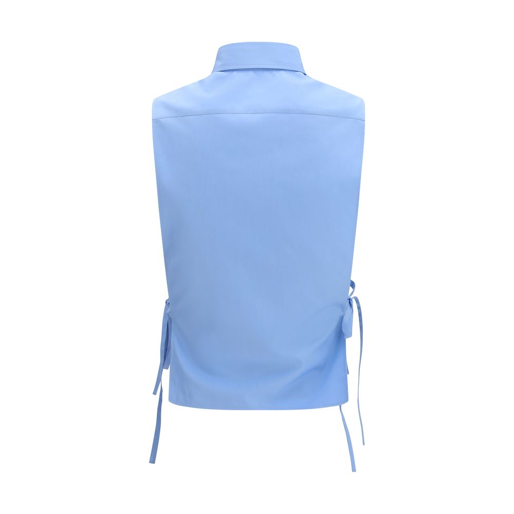 Miu Miu – Chemise sans manches en popeline de coton bleu