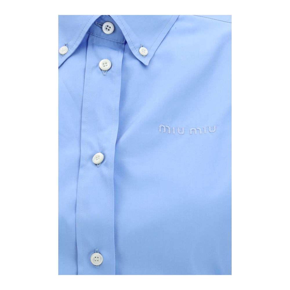 Miu Miu – Chemise sans manches en popeline de coton bleu