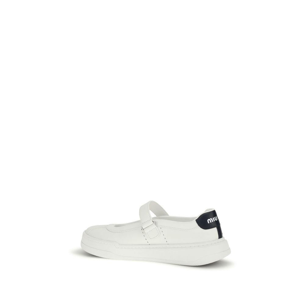 Miu Miu – Sneakers ballerines en cuir à plateforme