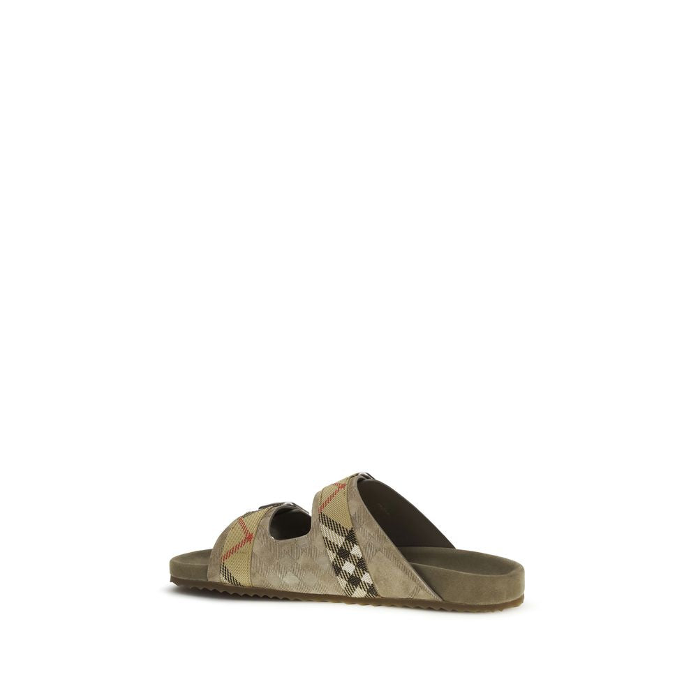 Burberry – Sandales Urchin en daim Check embossé