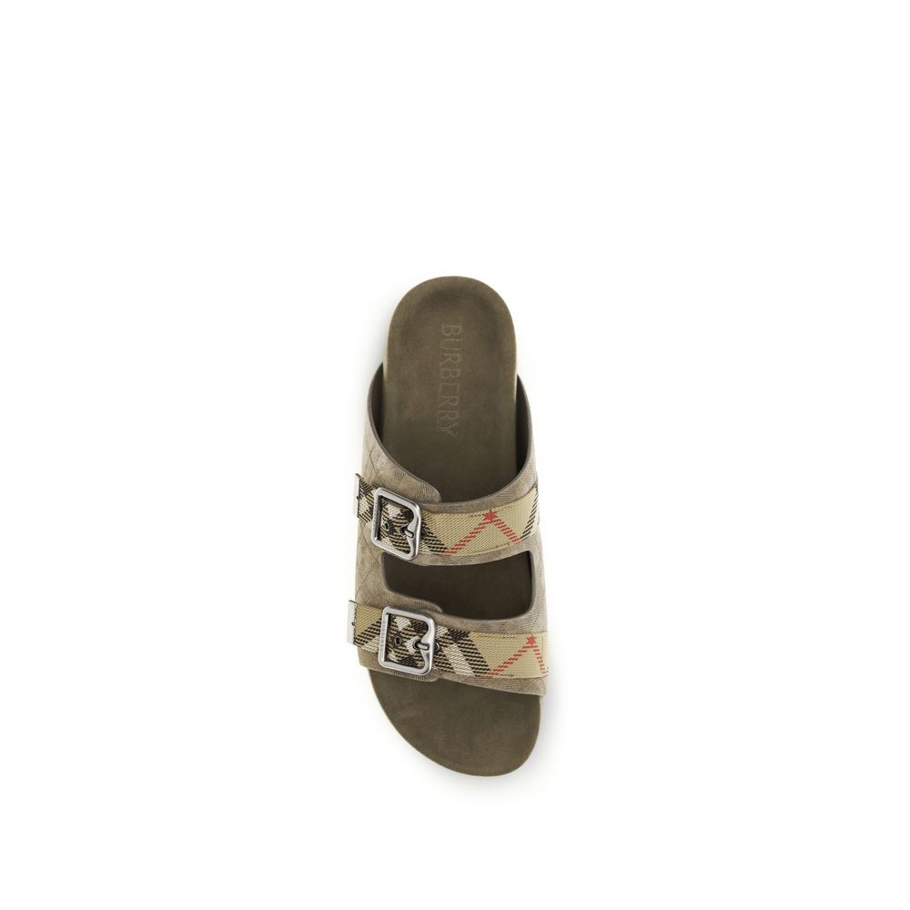 Burberry – Sandales Urchin en daim Check embossé