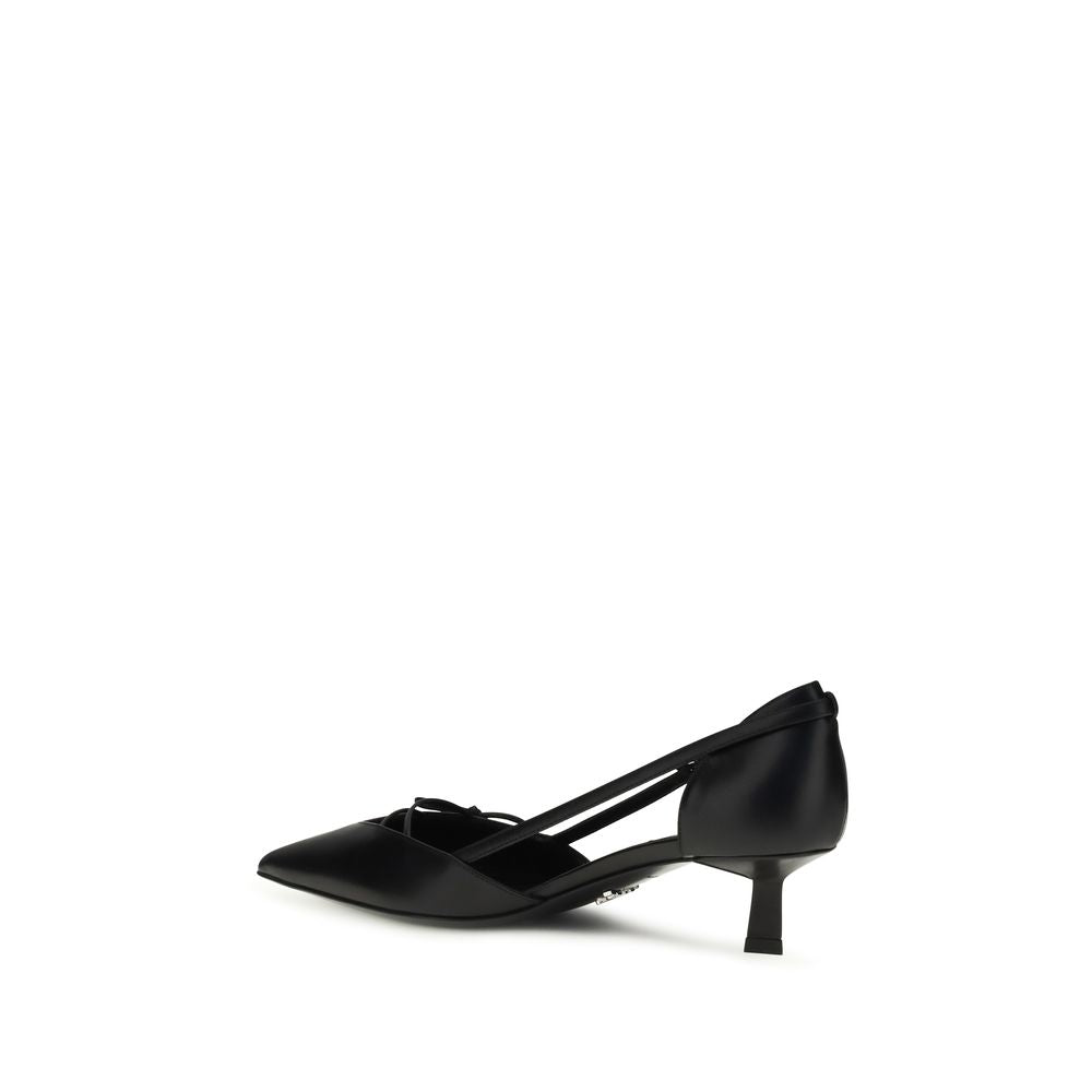 Prada – Escarpins en cuir side-cut avec nœud