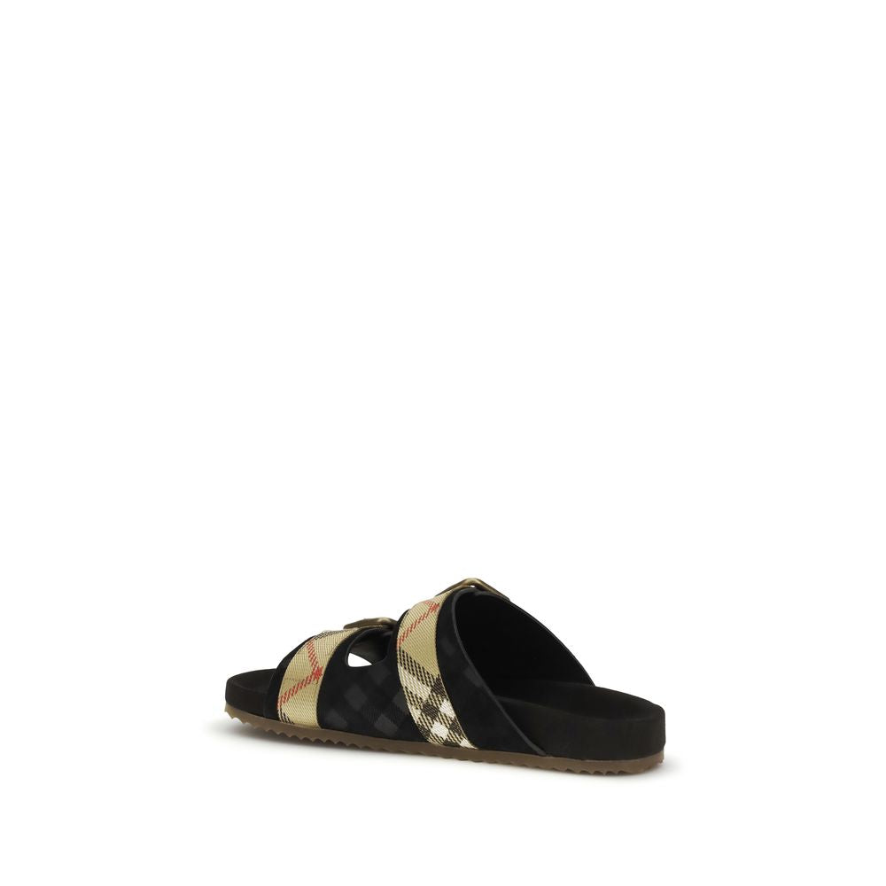 Burberry – Sandales Urchin en suède embossé Check
