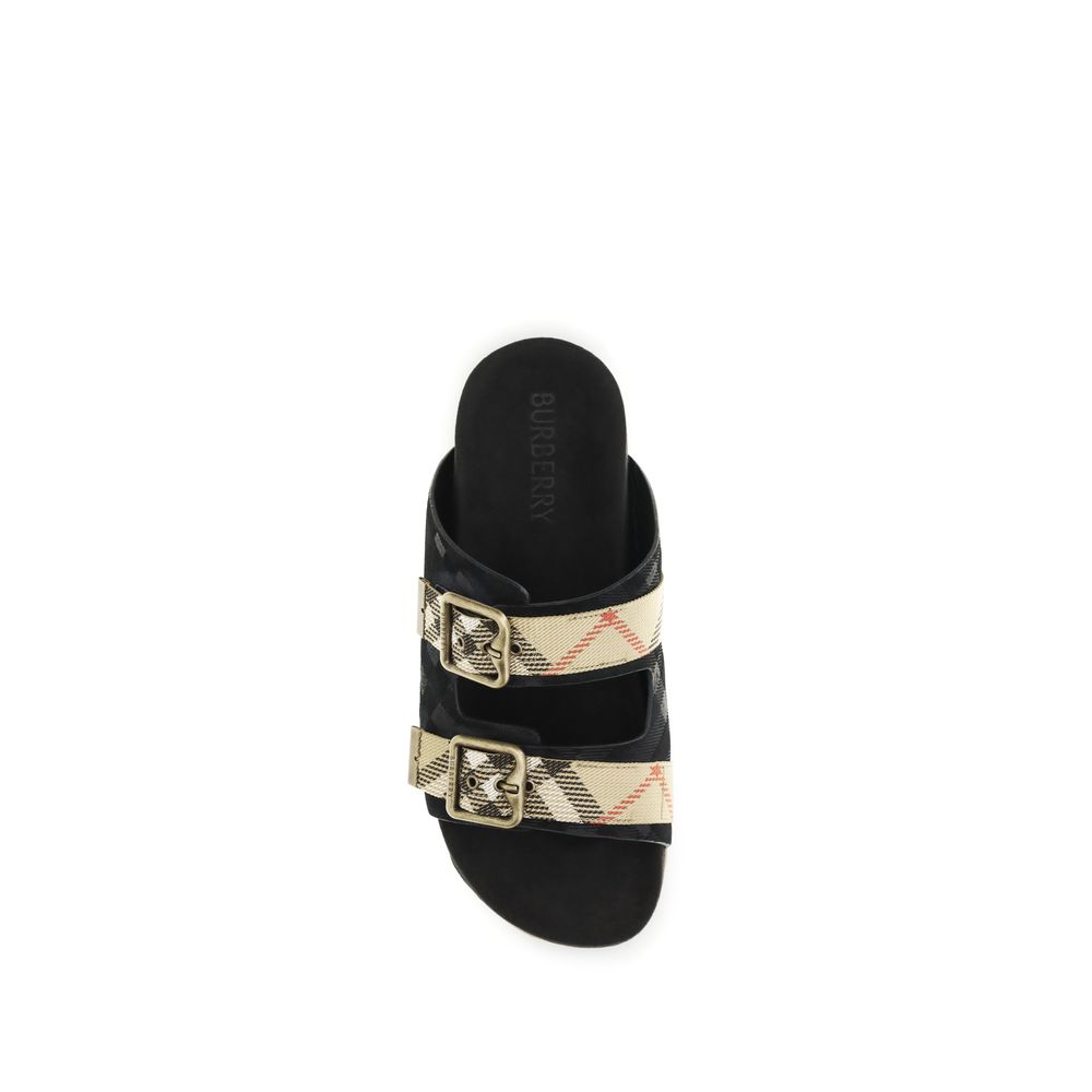 Burberry – Sandales Urchin en suède embossé Check
