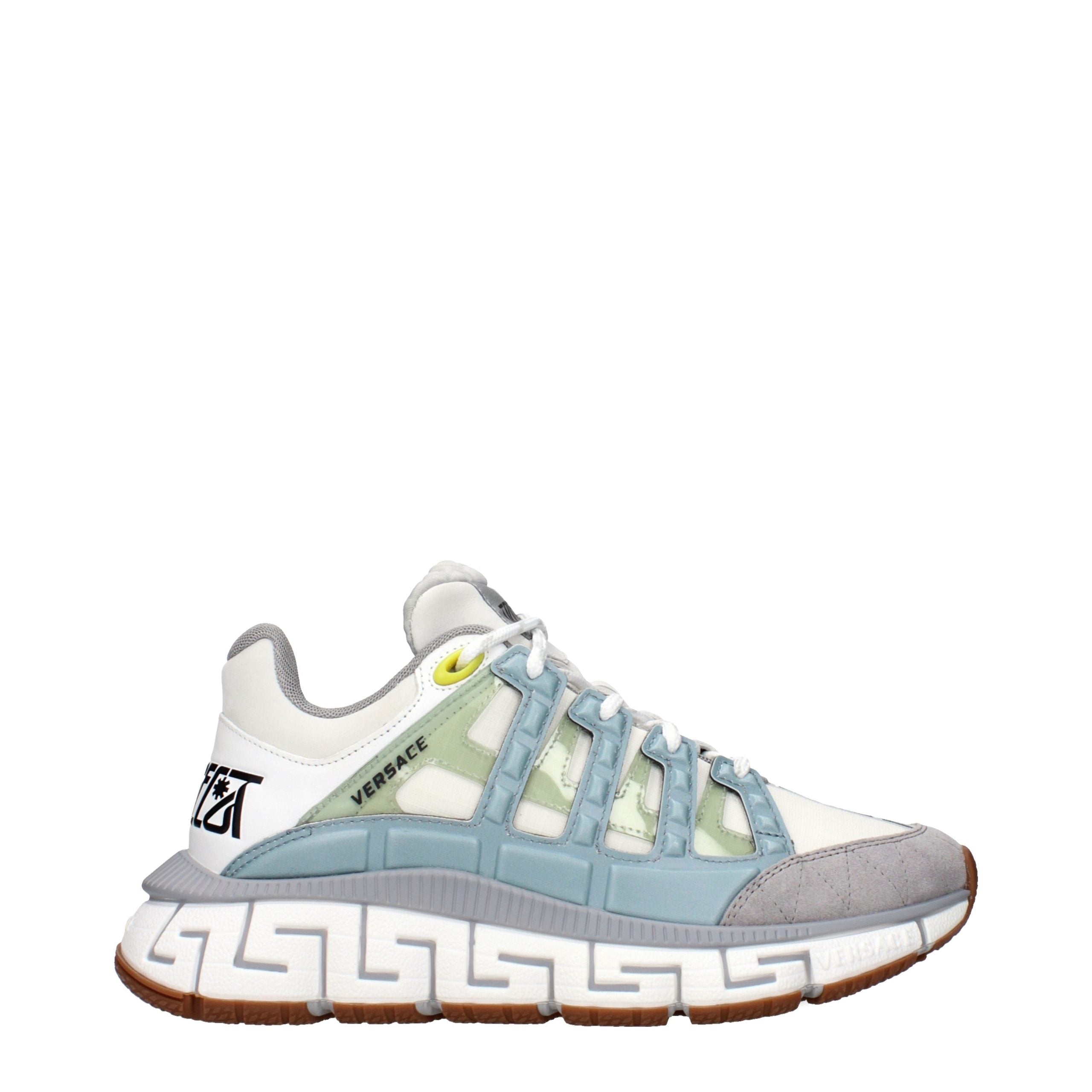 Versace – Sneakers en tissu gris avec logos signature
