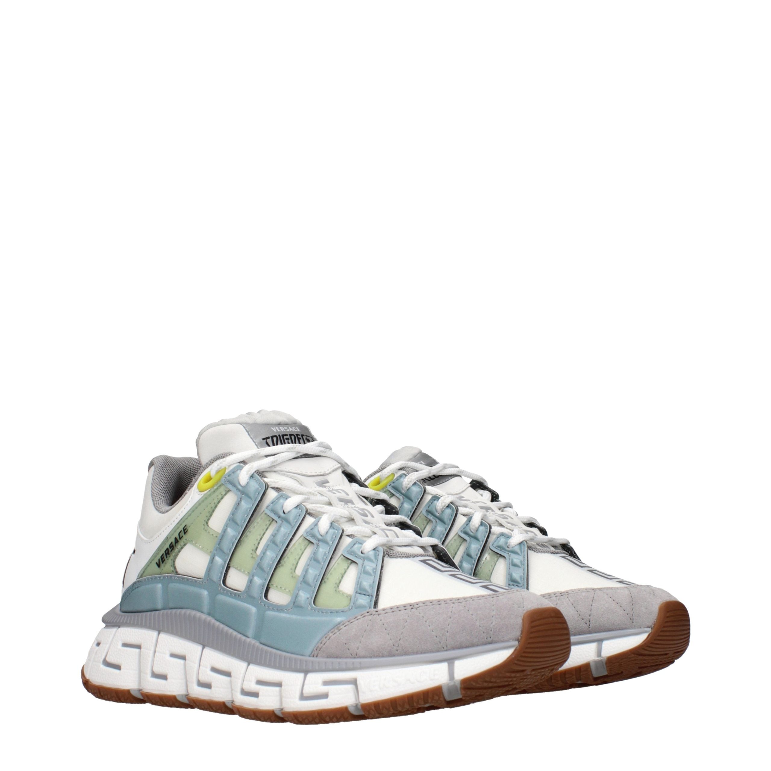 Versace – Sneakers en tissu gris avec logos signature
