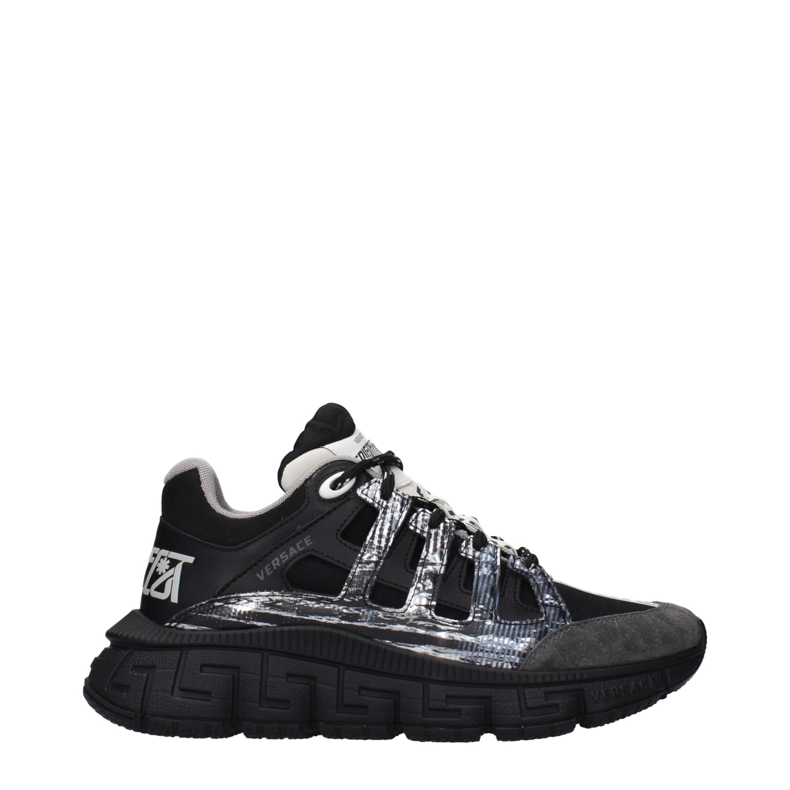 Versace – Sneakers en tissu noir avec logos signature