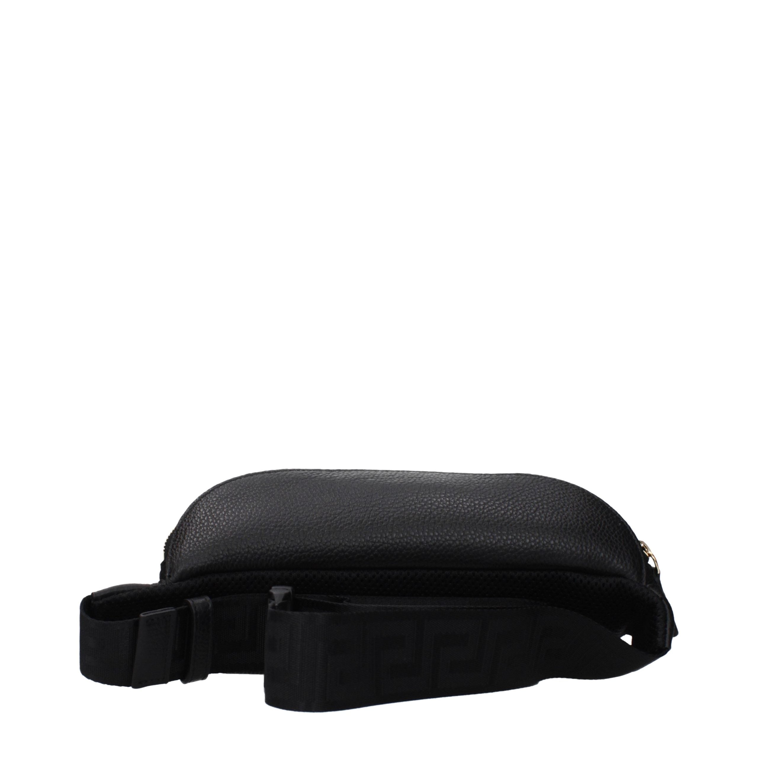 Versace – Sac à dos / banane en cuir noir avec détails frontaux