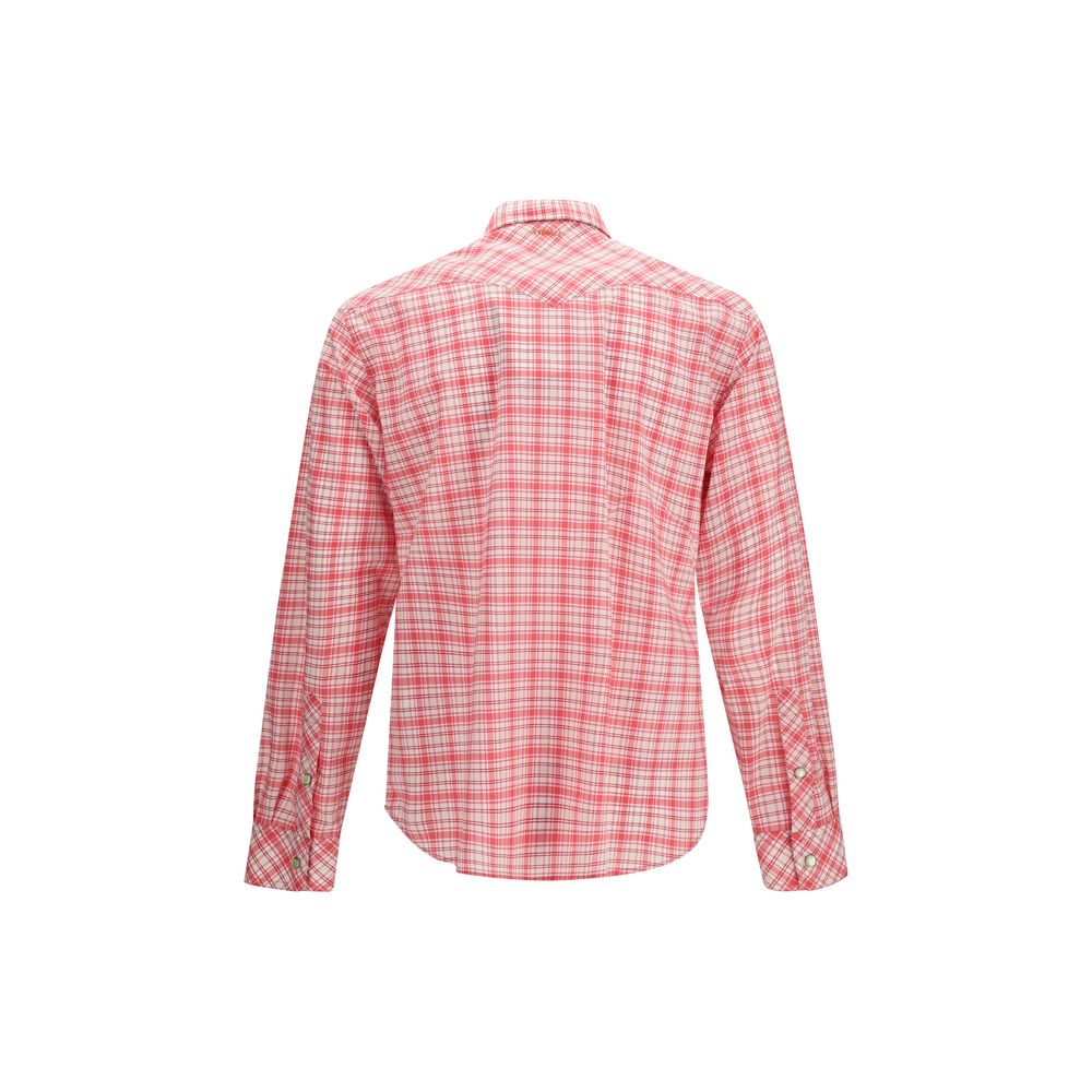 Versace — Chemise en popeline de coton multicolore à motif check avec détails métalliques