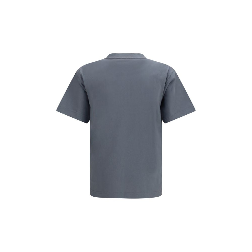 Burberry — T-shirt en coton gris avec logo brodé ton sur ton