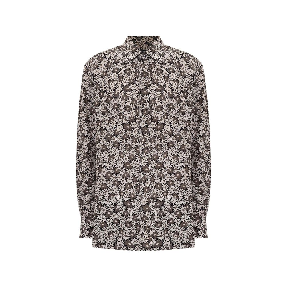 Tom Ford — Chemise en coton et cupro bicolore à motif