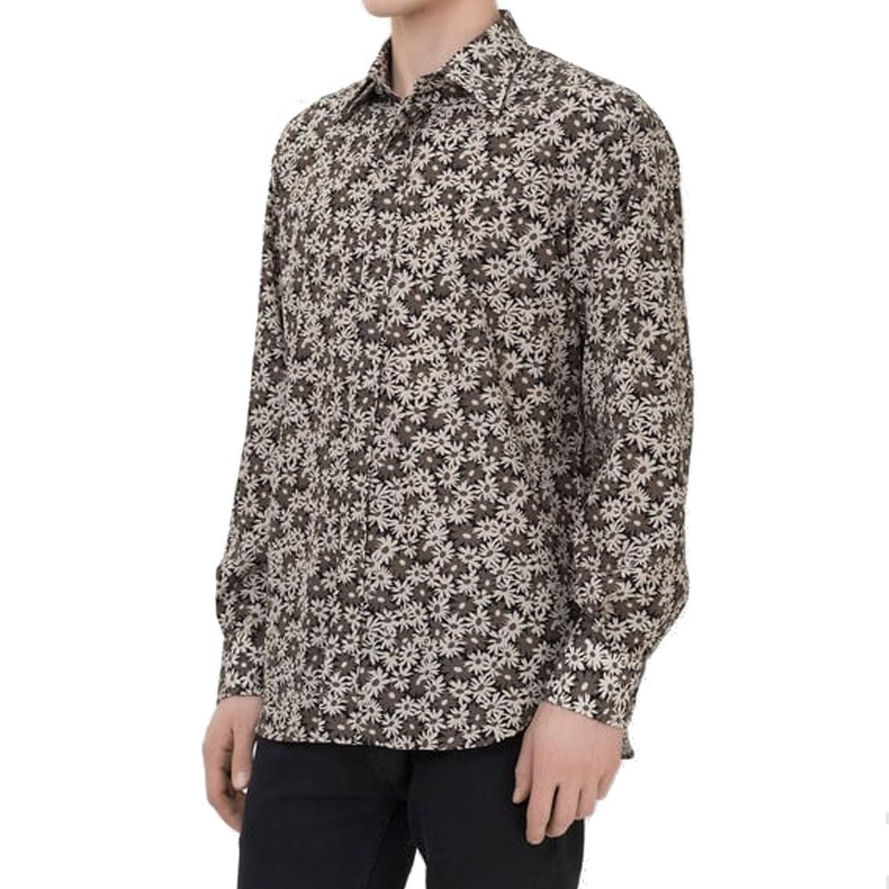 Tom Ford — Chemise en coton et cupro bicolore à motif