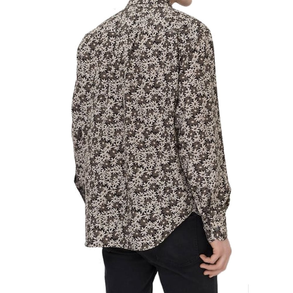 Tom Ford — Chemise en coton et cupro bicolore à motif