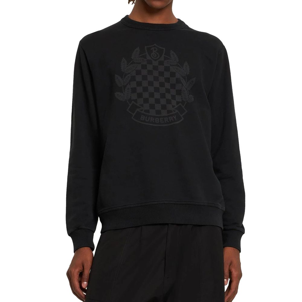Burberry — Sweatshirt en coton noir à col rond