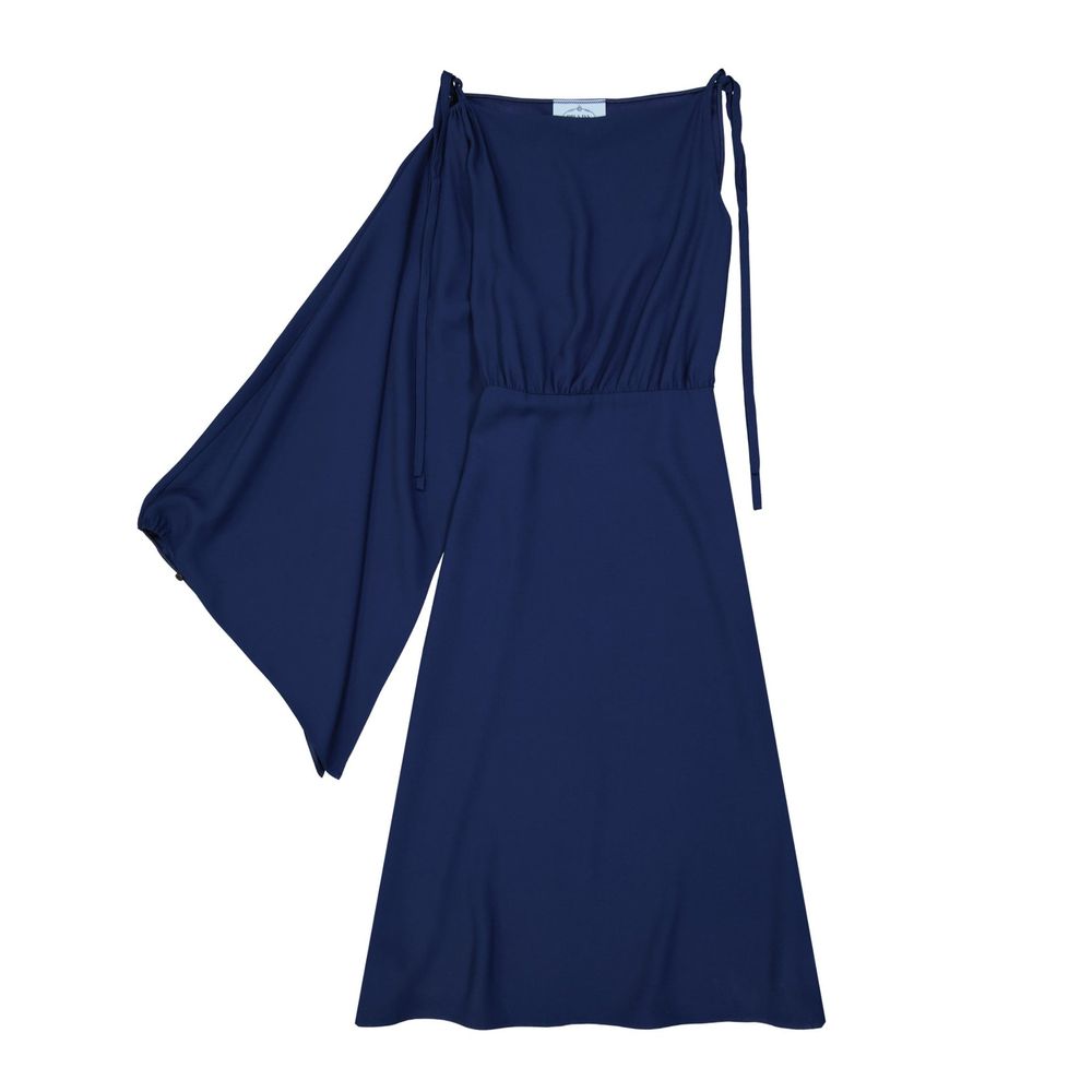 Prada — Robe en acétate bleu asymétrique à une manche