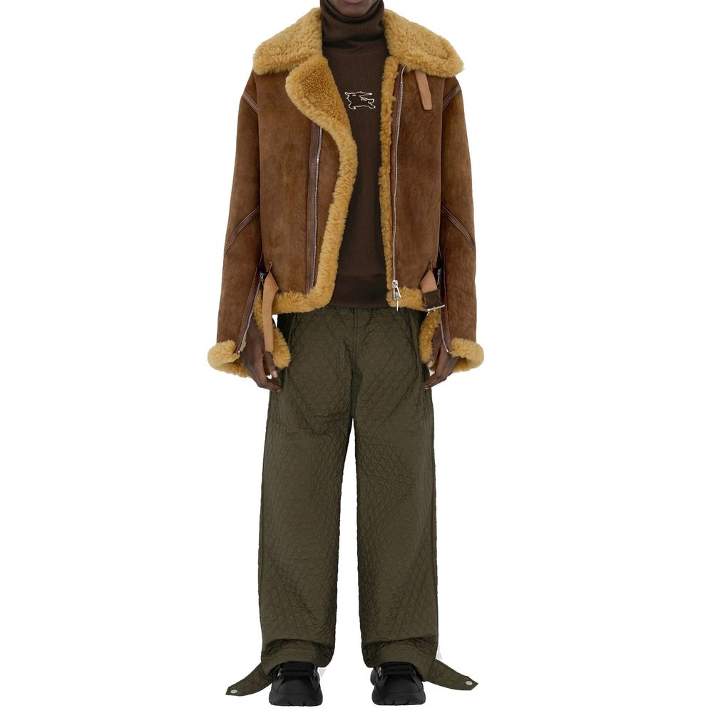 Burberry — Pantalon en polyamide bicolore avec surpiqûres matelassées