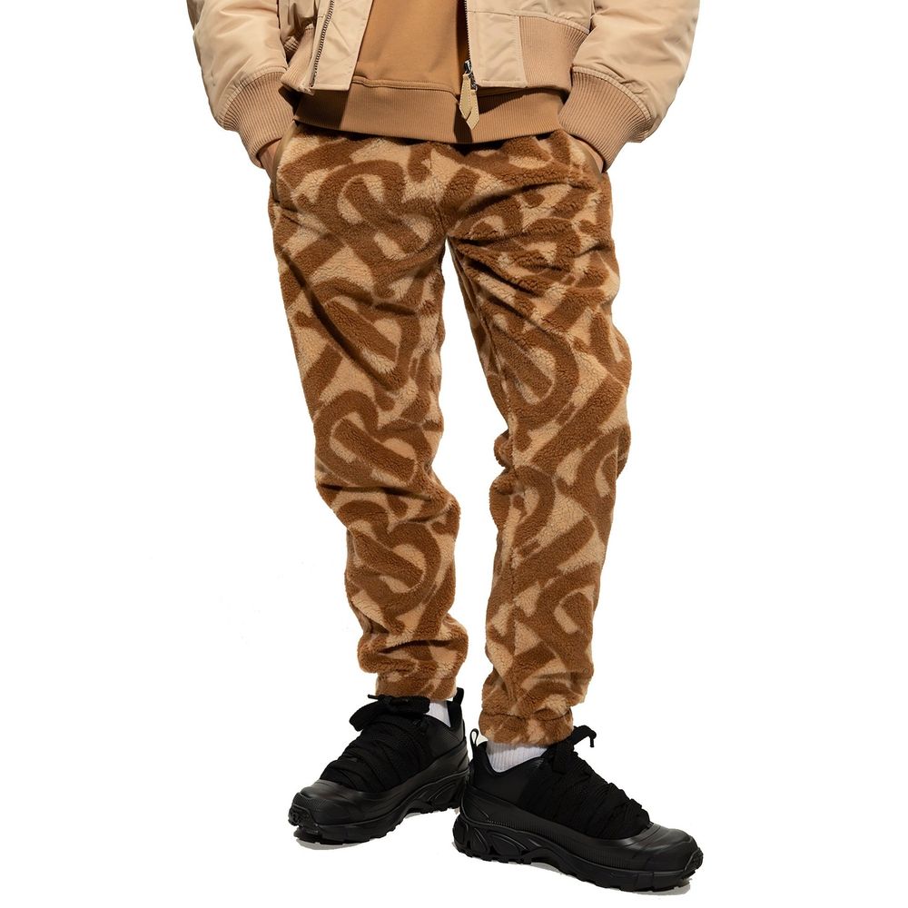 Burberry – pantalon en laine mélangée à motif monogramme