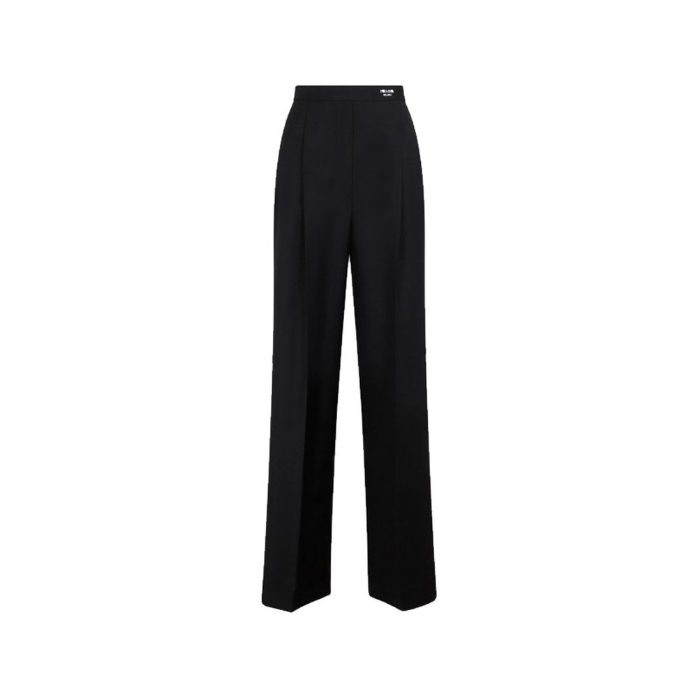 Prada – Pantalon wide-leg en mohair et laine avec logo contrastant