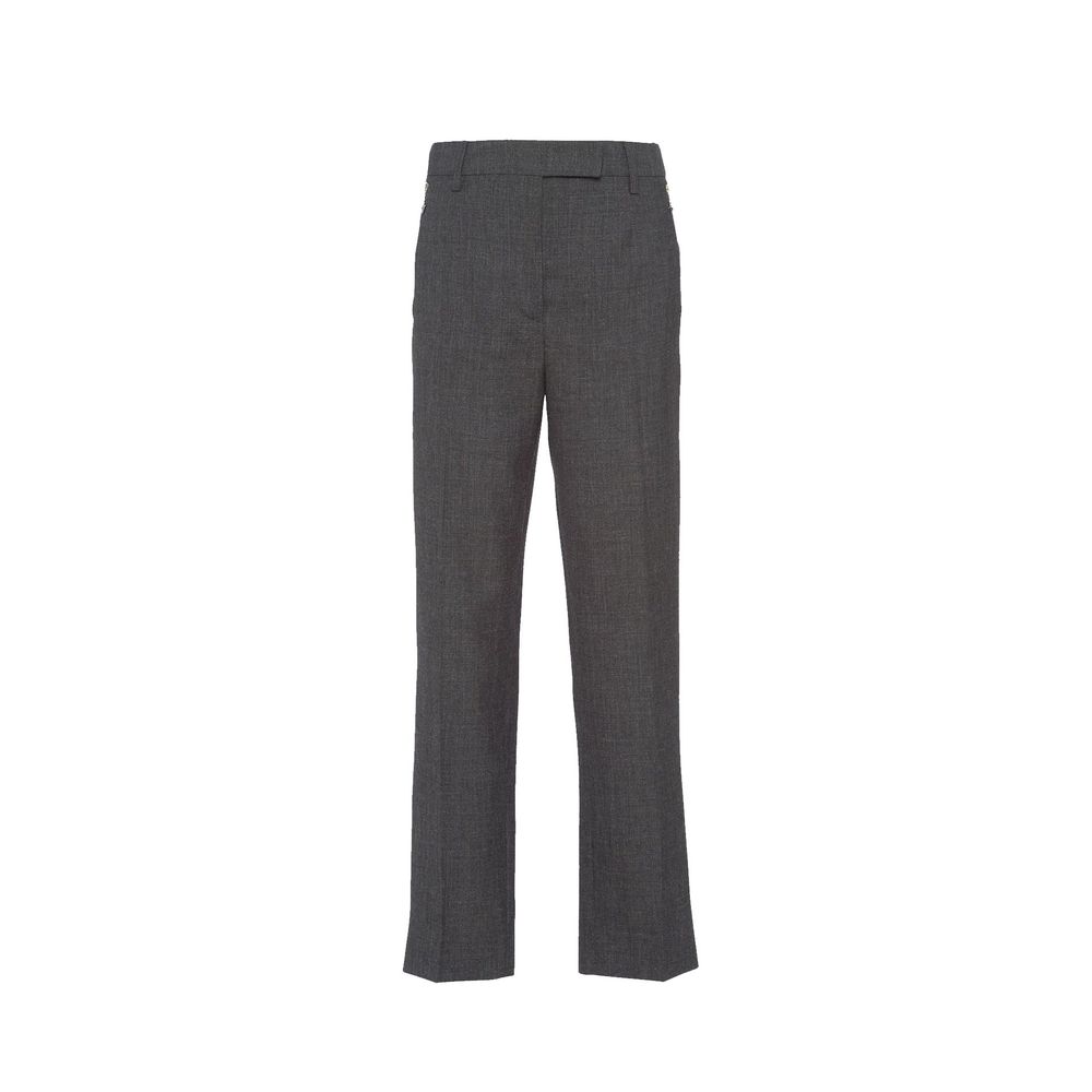 Prada – pantalon en laine vierge avec détail métal gravé