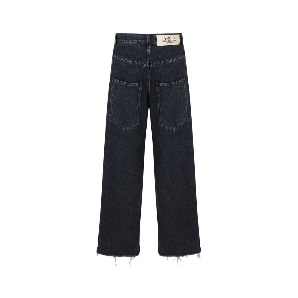 Gucci – Jean en coton avec patch logo iconique