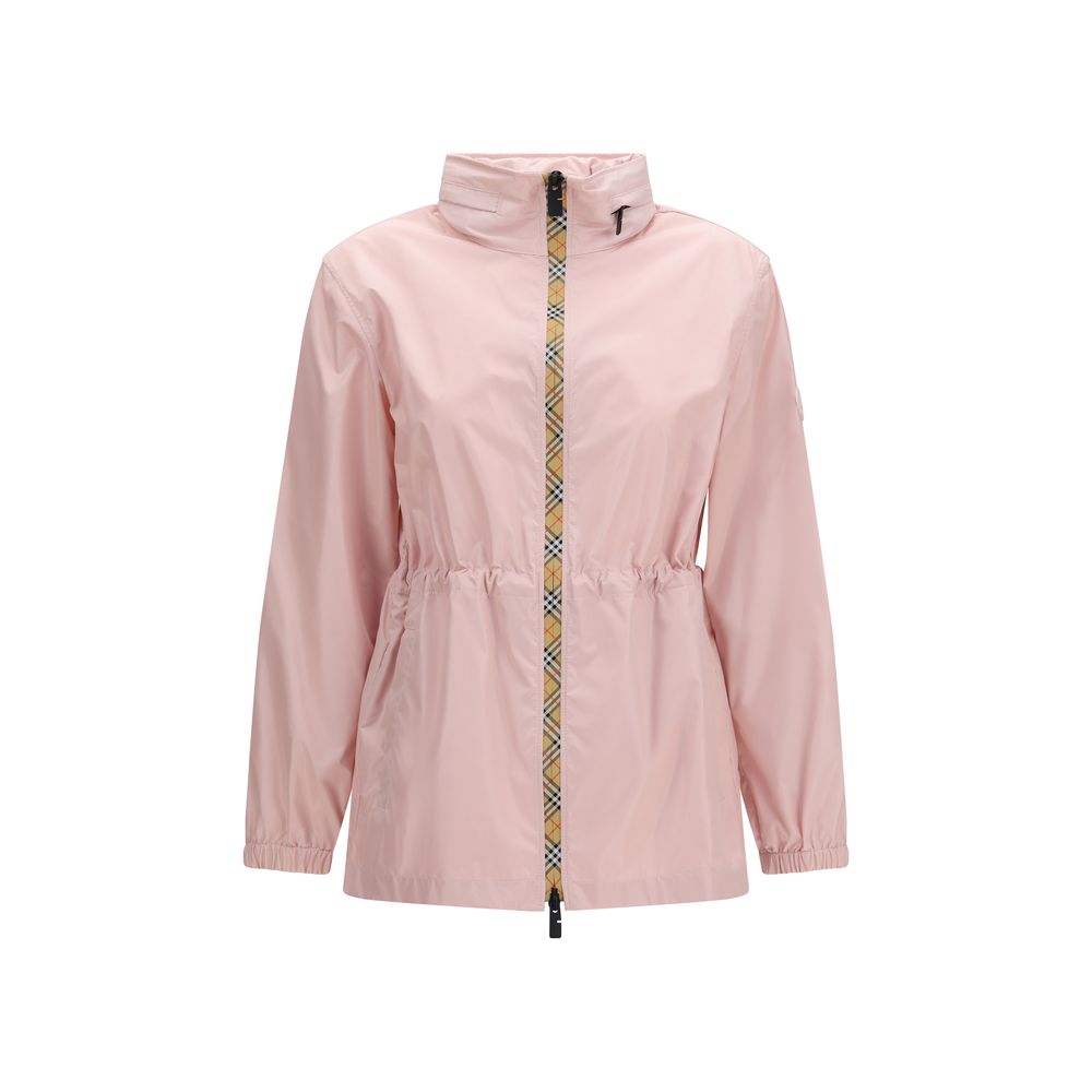 Burberry – Parka courte en nylon avec capuche Check